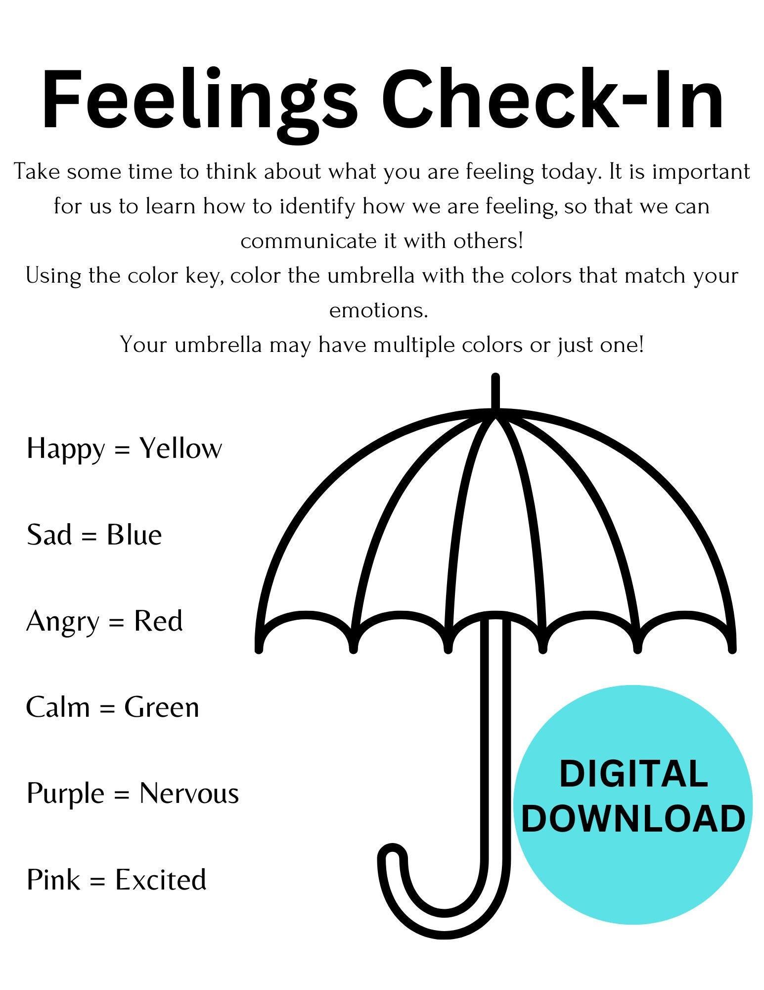 Feelings Check-In | Mindfulness Worksheet | Self-Regulation Skills inside Printable Emotional Check in Worksheet