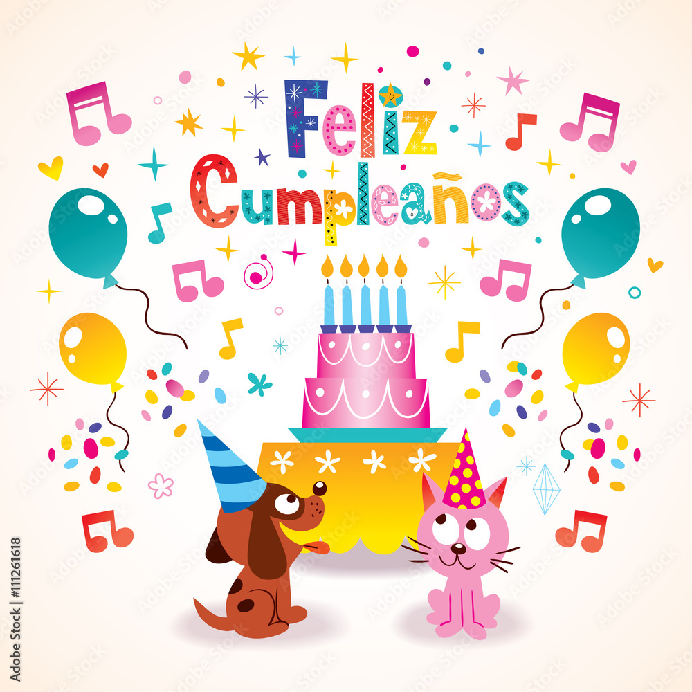 Feliz Cumpleanos - Happy Birthday In Spanish Greeting Card Stock in Feliz Cumpleaños Free Printable Birthday Cards In Spanish