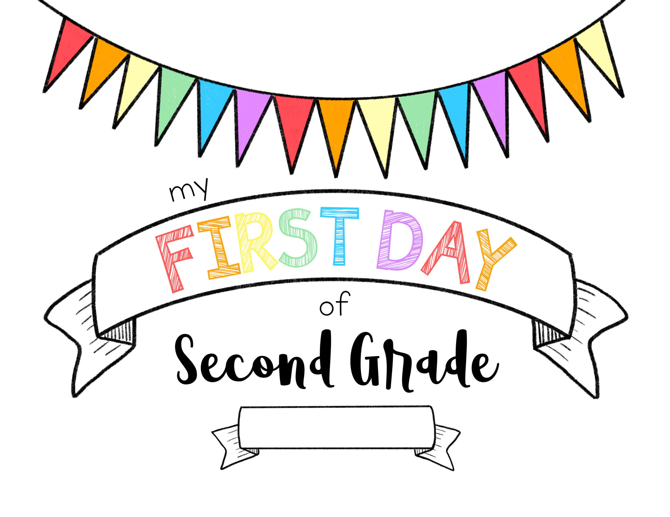 First Day Of 2Nd Grade Color - Meganhstudio in First Day of Second Grade Printable