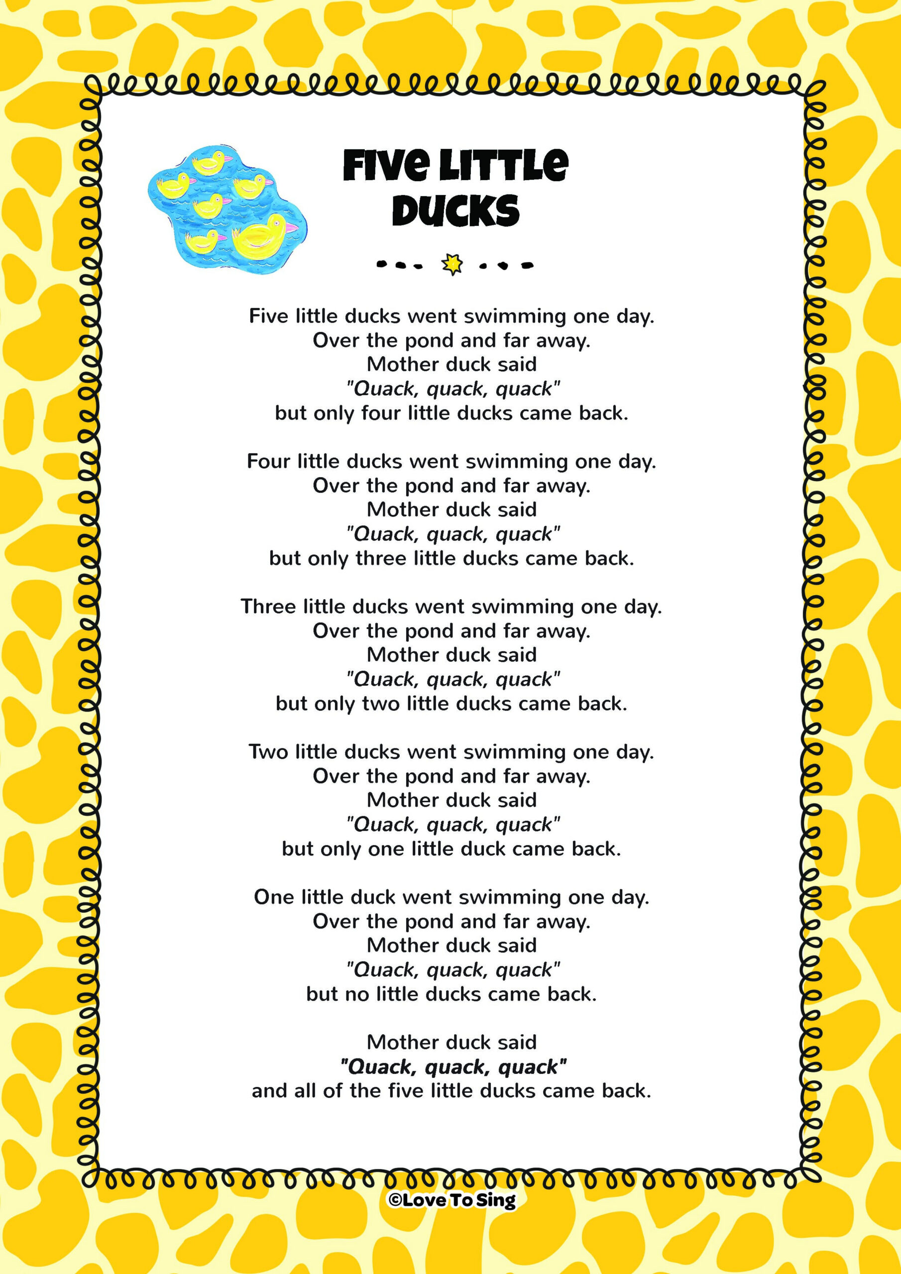 Five Little Ducks Song | Free Video Song, Lyrics &amp;amp; Activities with regard to 5 Little Ducks Lyrics Printable