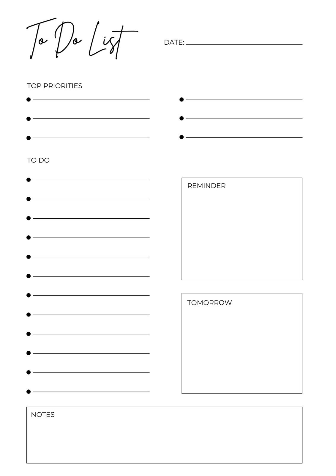 Free And Customizable To Do List Templates intended for To Do List Printable Free