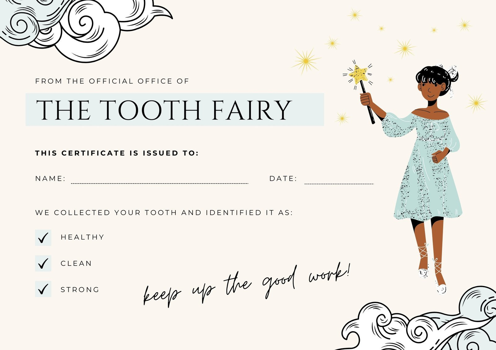 Free And Customizable Tooth Fairy Templates in Tooth Fairy Certificate Printable Free