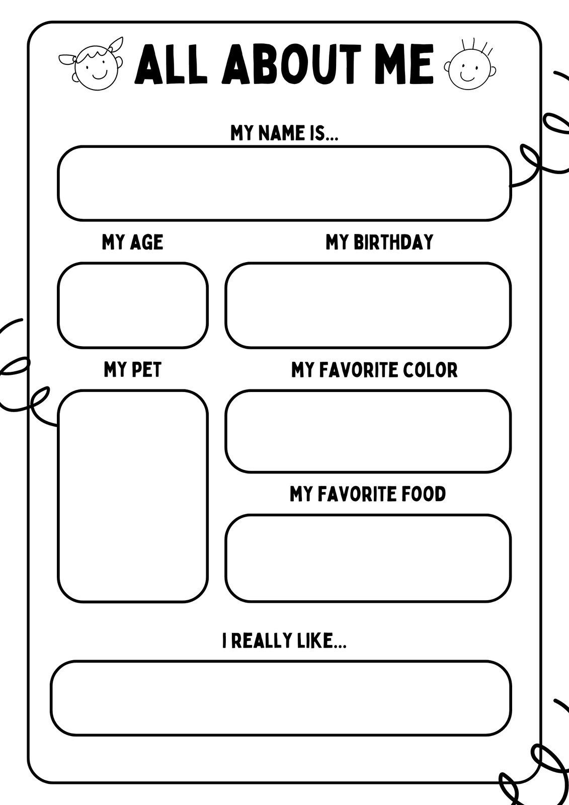 Free And Printable All About Me Worksheet Templates | Canva with All About Me Printable Kindergarten
