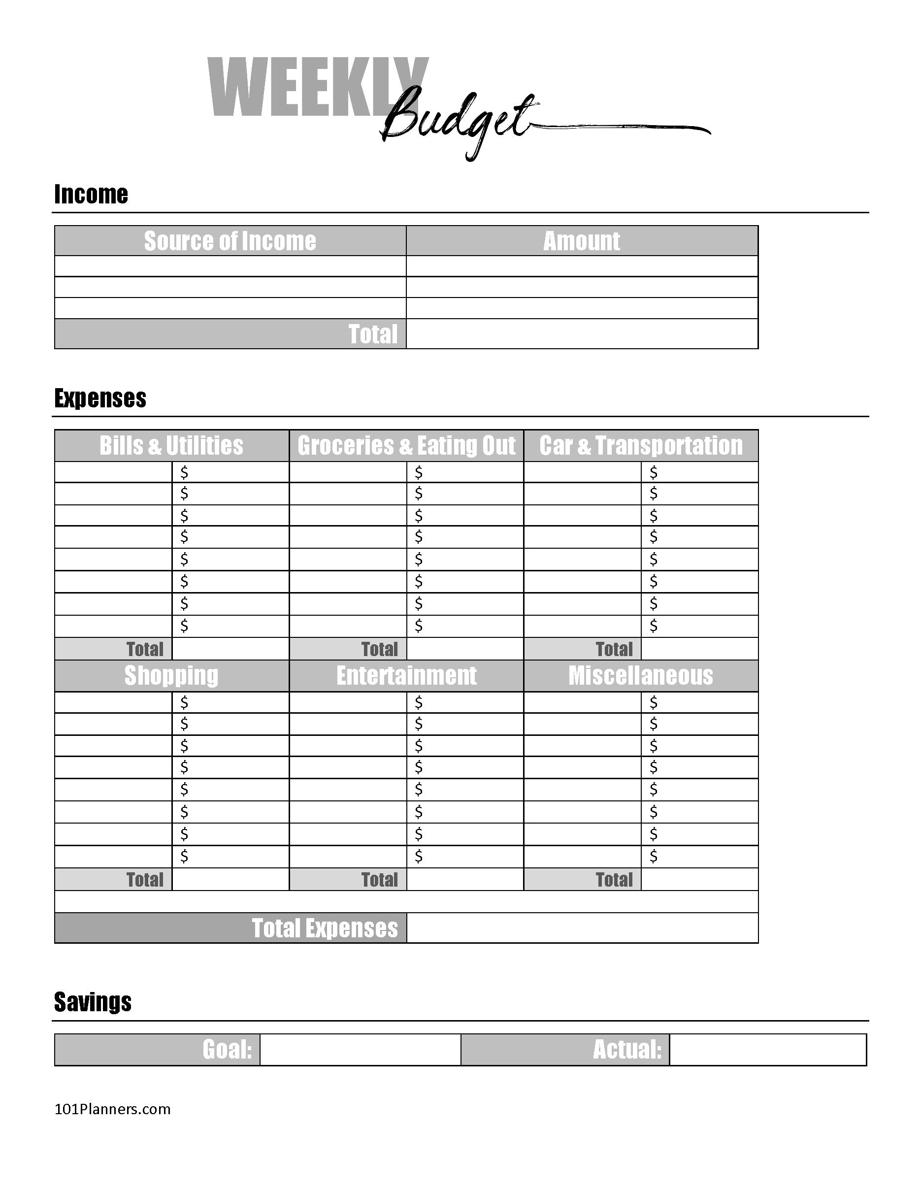 Free Budget Sheet Template | Printable And Editable with regard to Printable Weekly Paycheck Budget Template