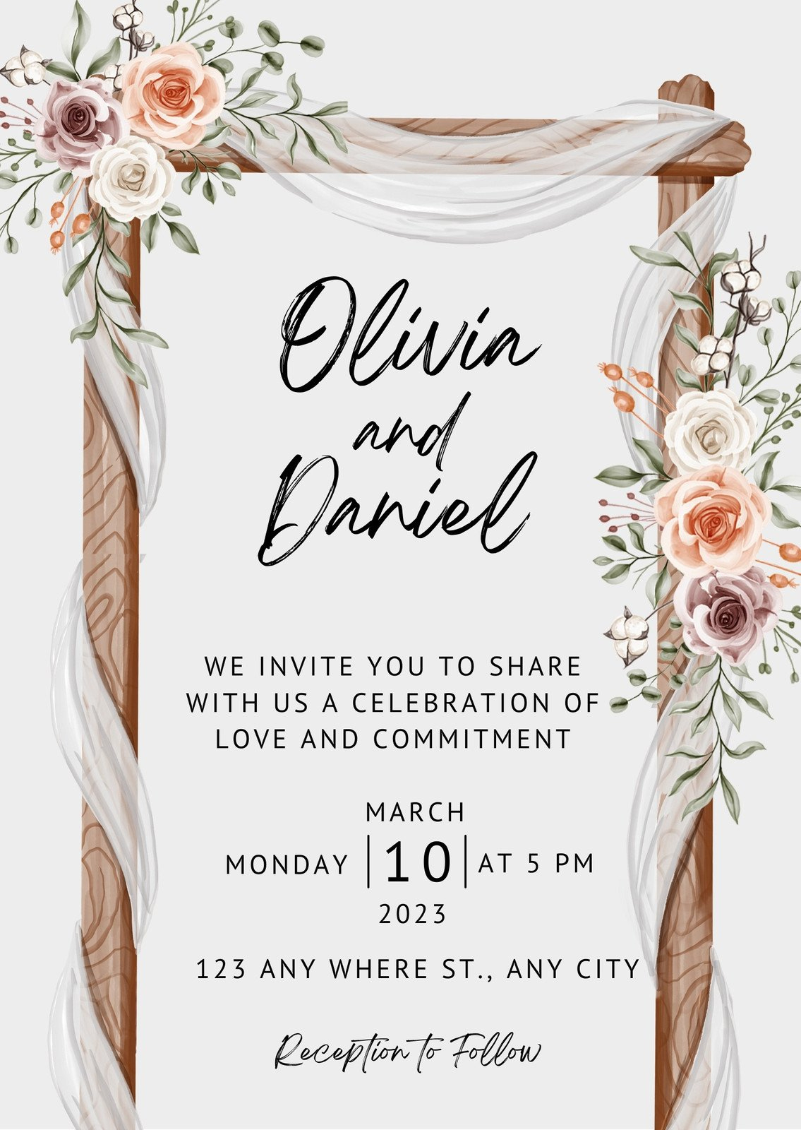 Free Custom Rustic Wedding Invitation Templates | Canva in Free Printable Wedding Invitation Templates