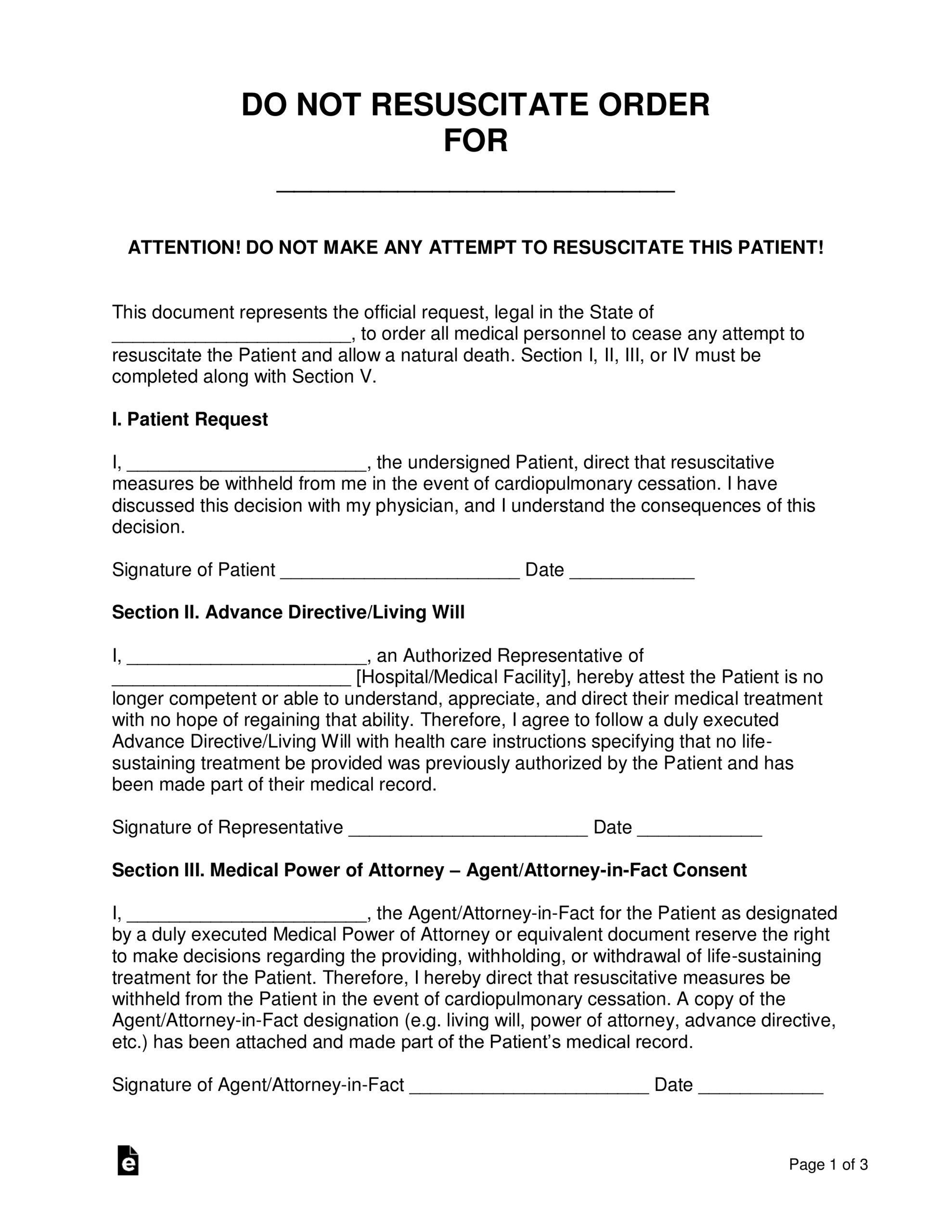 Free Do-Not-Resuscitate (Dnr) Order Forms - Pdf | Word – Eforms with Free Printable Dnr Form Texas