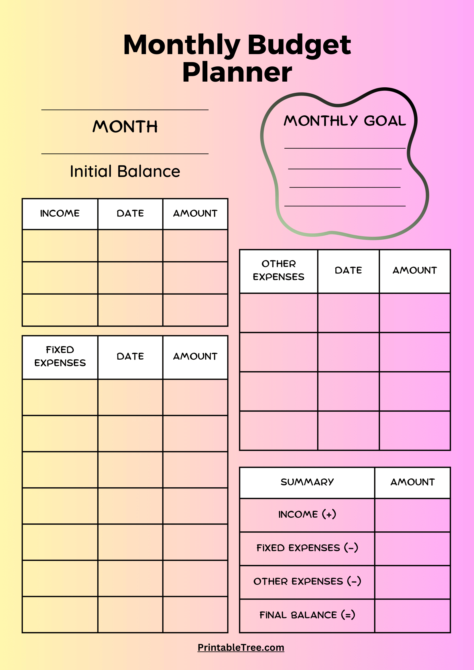 Free Download Printable Monthly Budget Planner Pdf Templates in Monthly Budget Template Free Printable