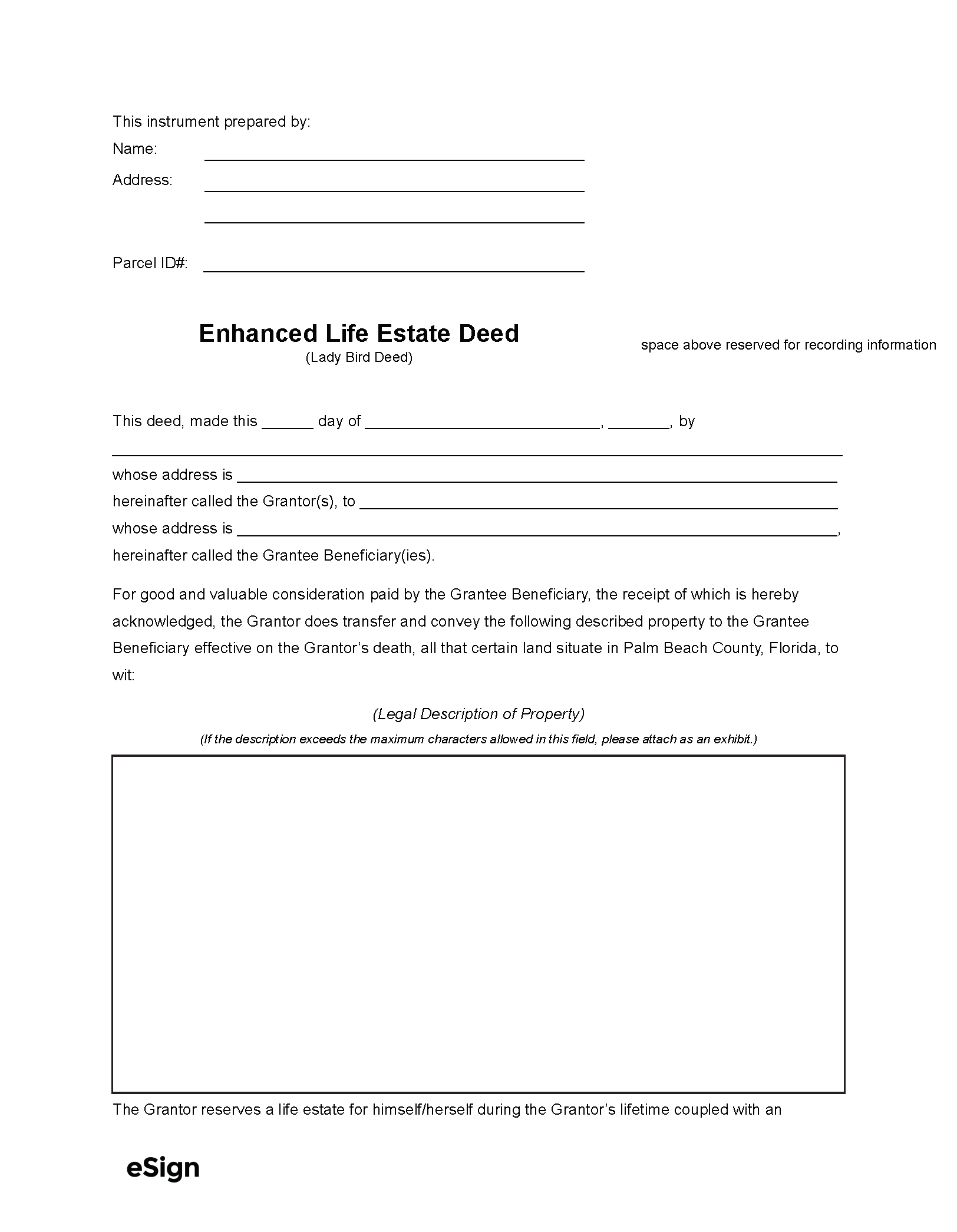 Free Florida Lady Bird Deed Form | Pdf in Free Printable Lady Bird Deed Florida Form