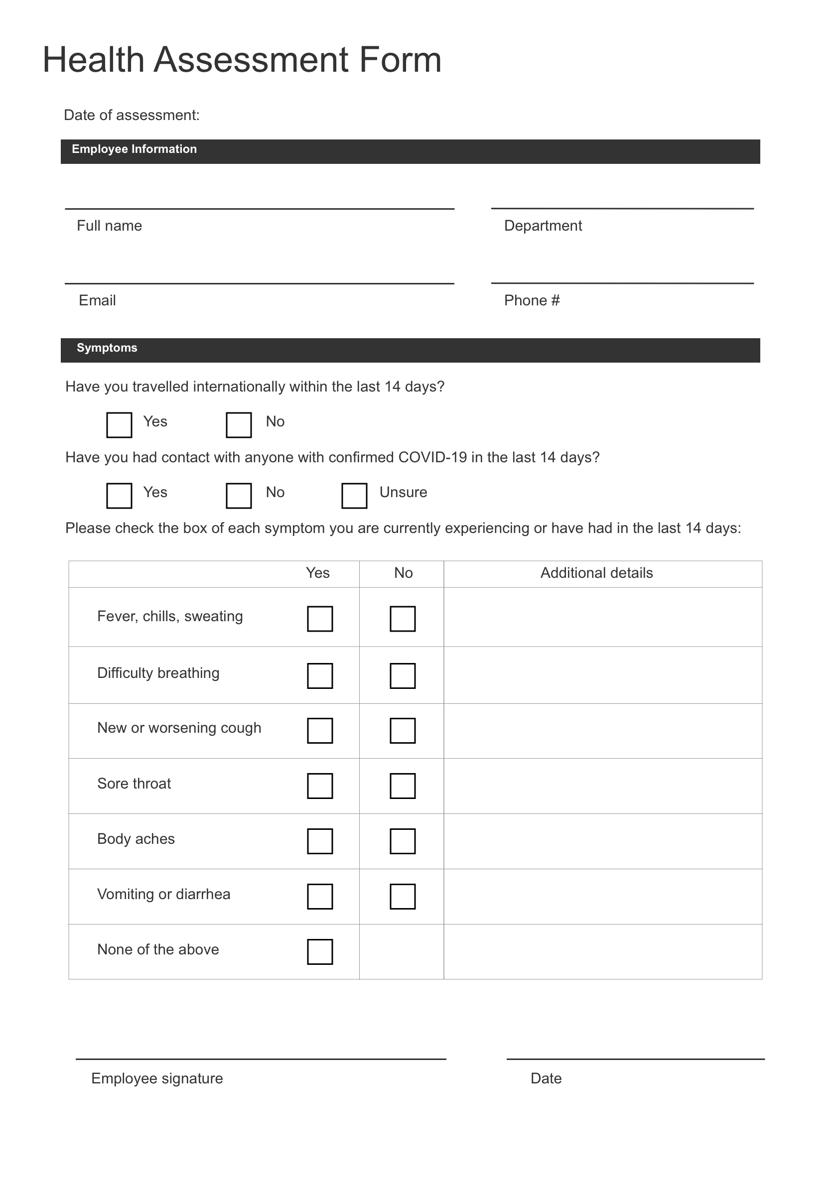 Free Form Download: The Digital Health Assessment Form - Goformz for Printable Home Health Assessment Form