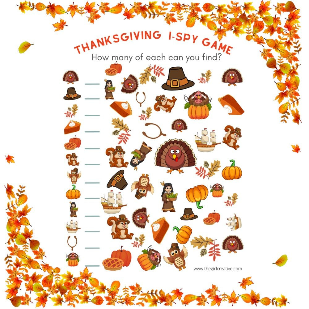 Free I-Spy Thanksgiving Printables - The Girl Creative with Thanksgiving I Spy Free Printable
