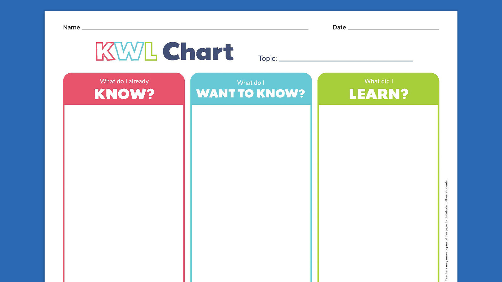 Free Kwl Chart Printable Bundle (Includes Kwlq And Kwhlaq) in K W L Chart Printable