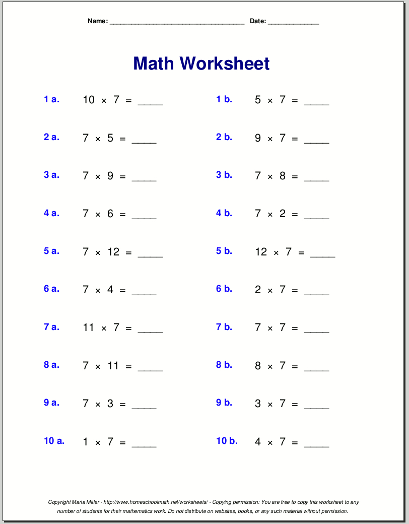 Free Math Worksheets for Free Printable Math Worksheets For 3Rd Grade