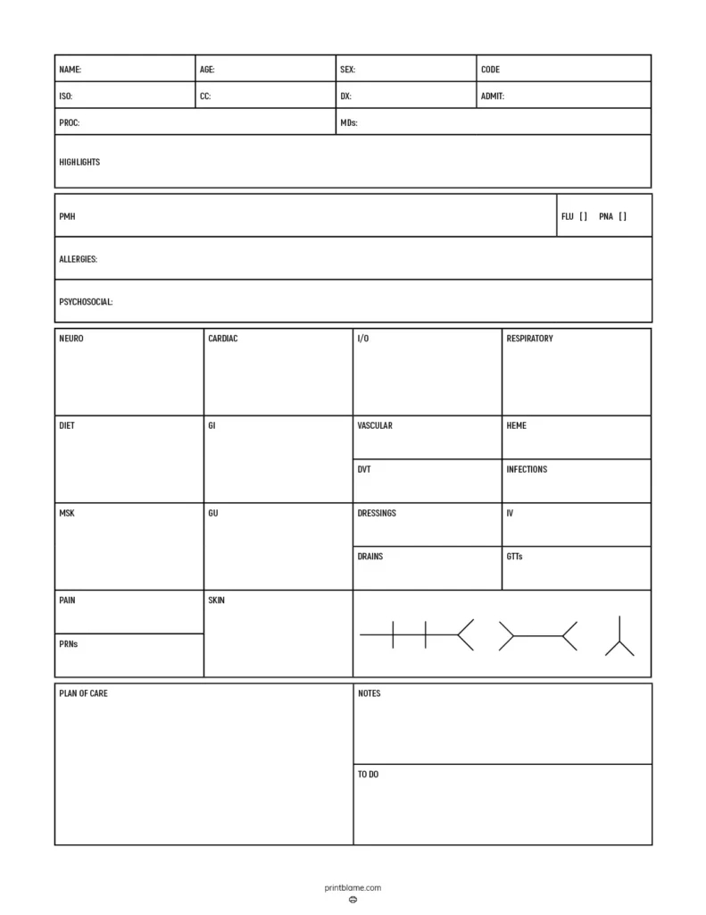 Free Nurse Report Sheets - 18 Nurse Brain Patient Sheets Pdf inside Printable Nurse Brain Sheet