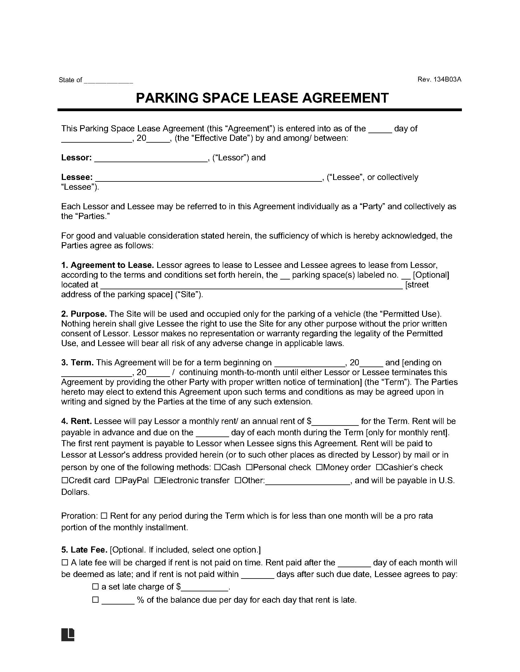 Free Parking Space Lease Agreement Template | Pdf &amp;amp; Word regarding Free Printable Lot Rental Agreement