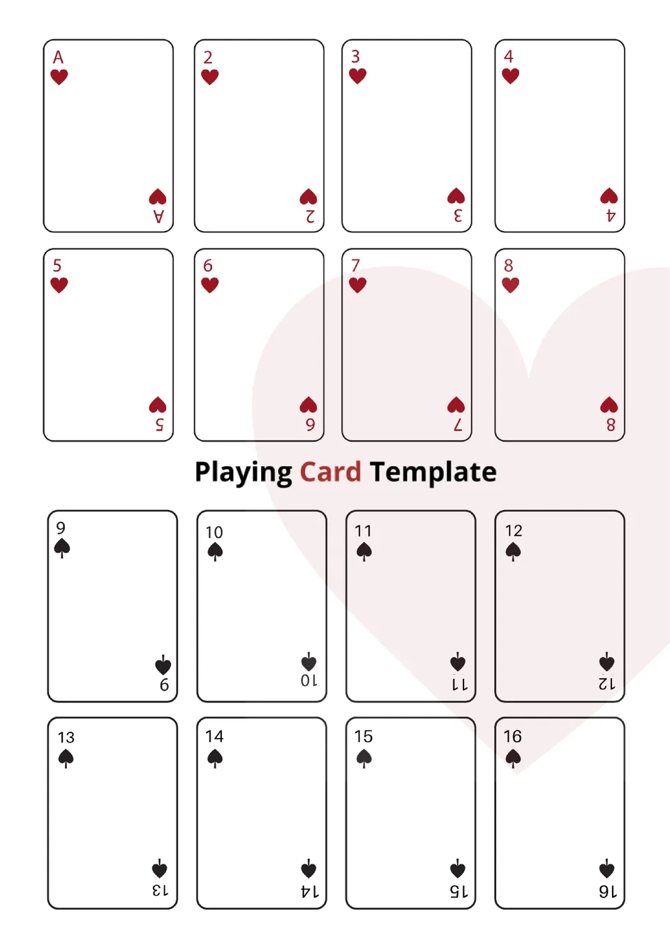 Free Playing Card Template For Google Docs pertaining to Printable Deck of Cards Template