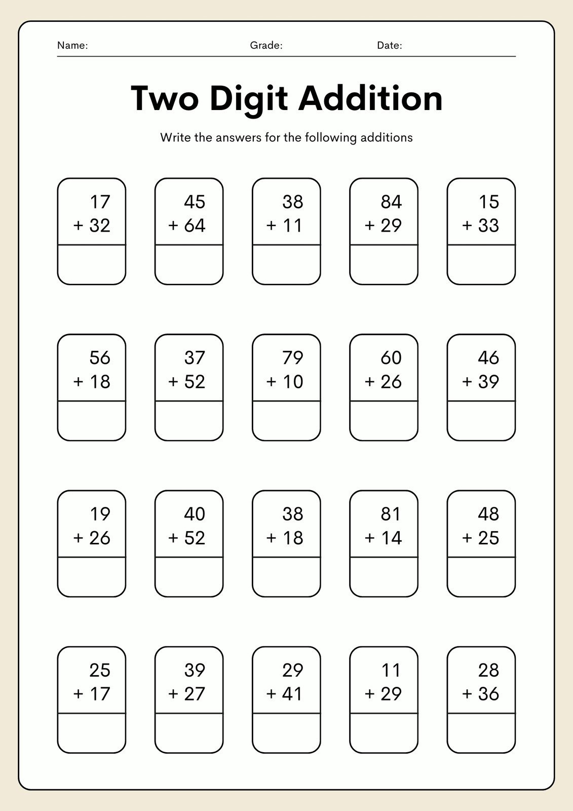 Free Printable 2Nd Grade Math Worksheets | Canva pertaining to Printable Math Worksheets For 2nd Graders