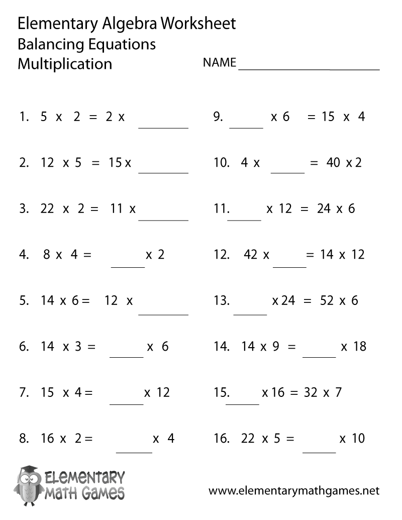Free Printable Algebra Multiplication Worksheet regarding Free Printable Worksheets For Algebra