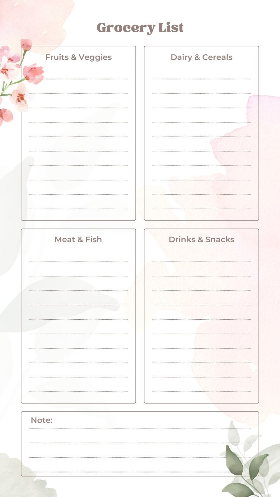 Free Printable And Customizable Grocery List Templates | Canva throughout Printable Blank Grocery Shopping List
