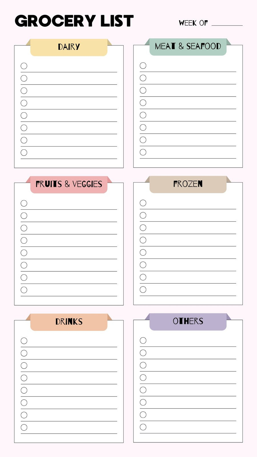 Free Printable And Customizable Grocery List Templates | Canva within Printable Blank Grocery Shopping List