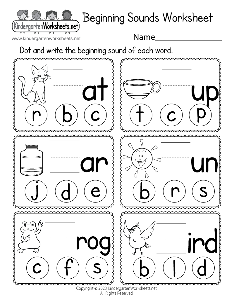 Free Printable Beginning Sounds Worksheet throughout Free Printable Kindergarten Phonics Worksheets