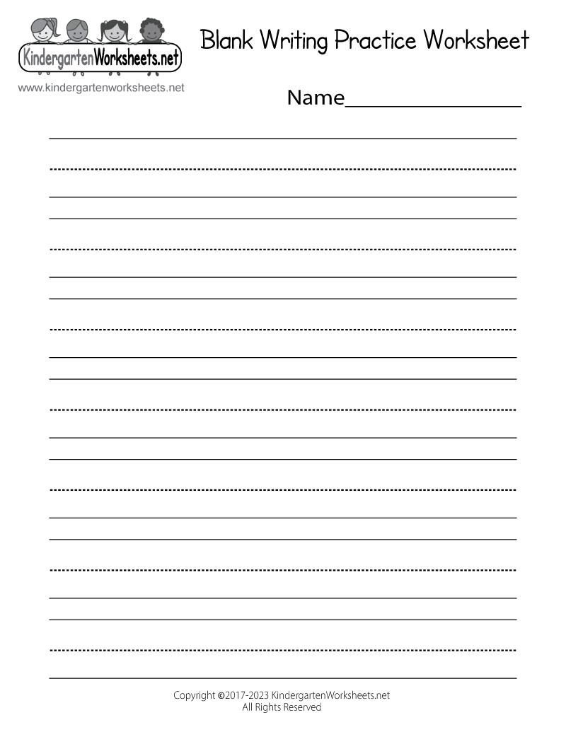 Free Printable Blank Writing Practice Worksheet pertaining to Kindergarten Writing Paper Free Printable