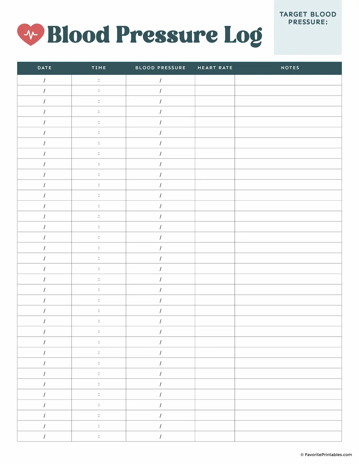 Free Printable Blood Pressure Log - Favorite Printables in Blank Blood Pressure Log Printable