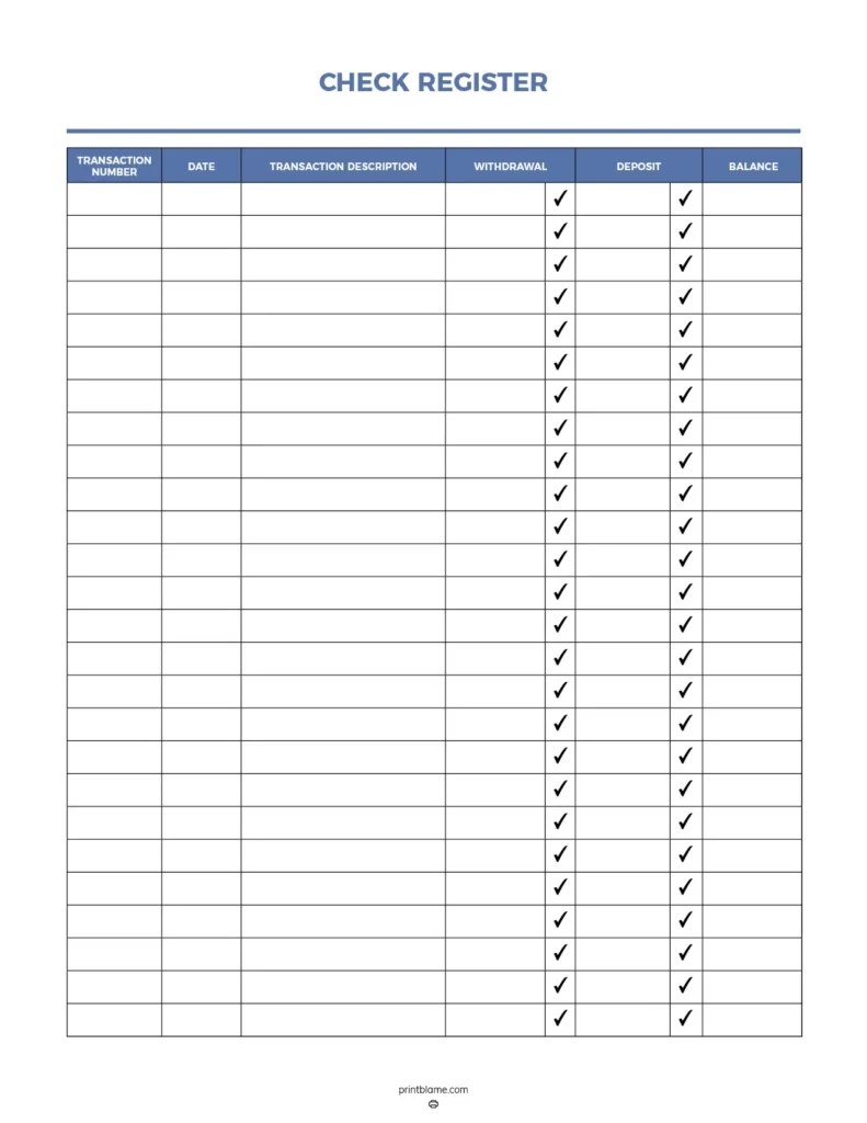 Free Printable Check Registers - 28 Checkbook Ledger Pdfs with regard to Checkbook Register Template Free Printable