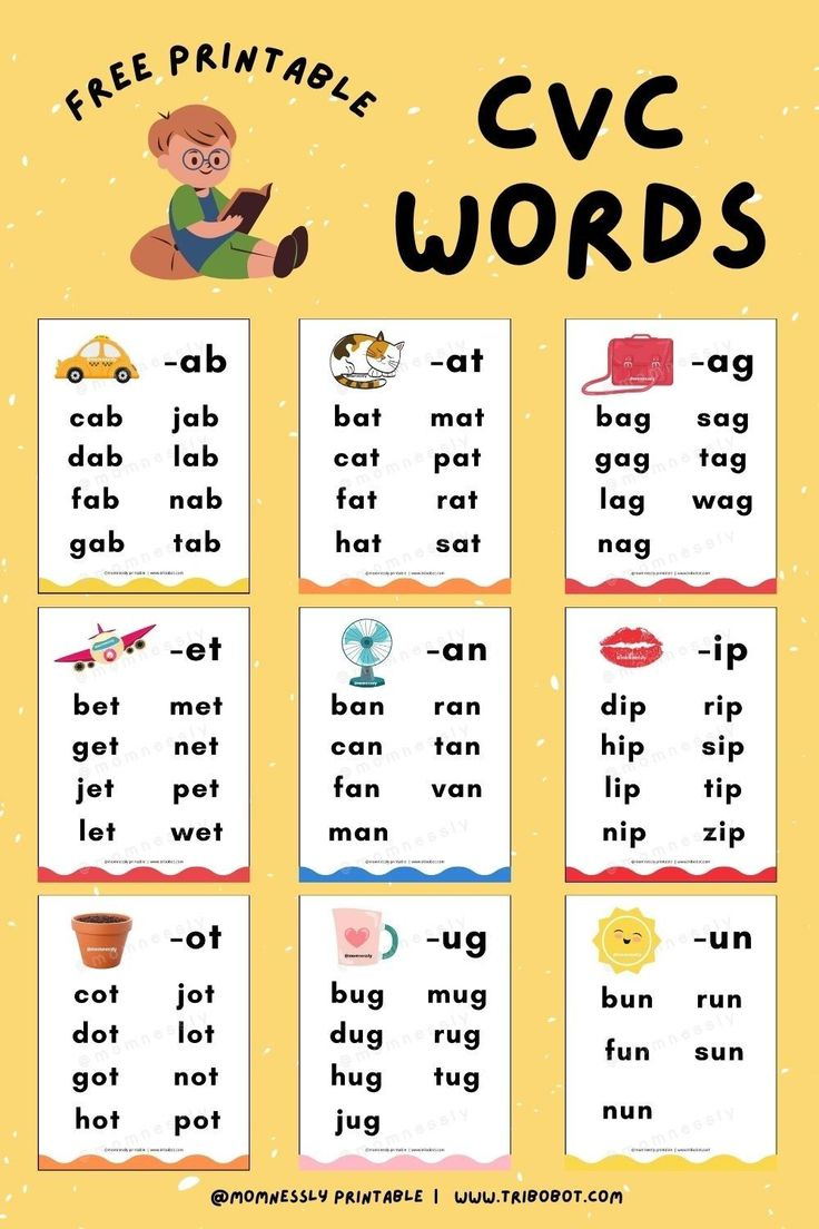 Free Printable Cvc Words within Printable Cvc Words with Pictures