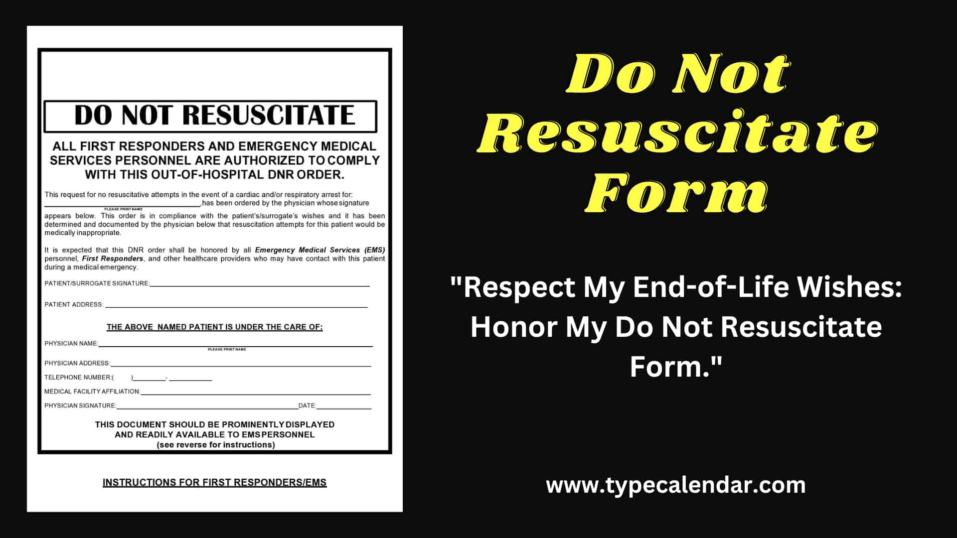Free Printable Do-Not-Resuscitate (Dnr) Order Form [Pdf, Word] throughout Printable Do Not Resuscitate Form