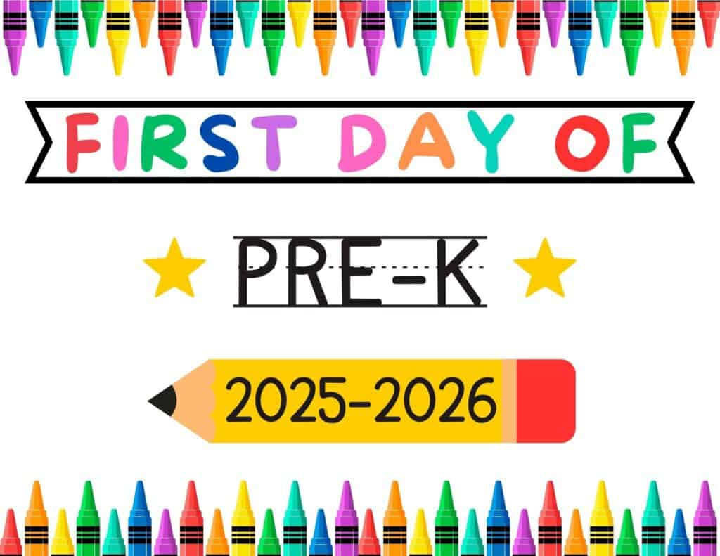 Free Printable First Day Of School Signs For 2025 - Prudent Penny with regard to First Day of Prek Sign Free Printable