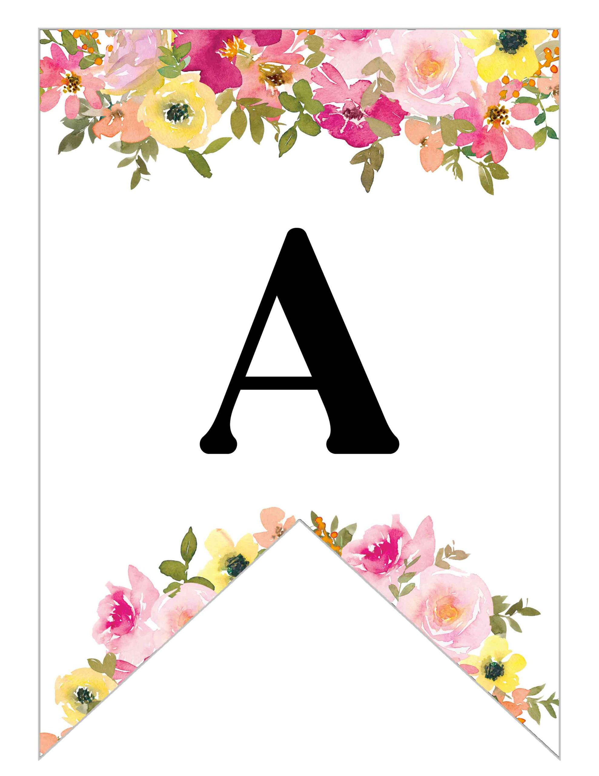 Free Printable Floral Alphabet Banner Letters - Lovely Planner inside Free Printable Alphabet Letters Banner