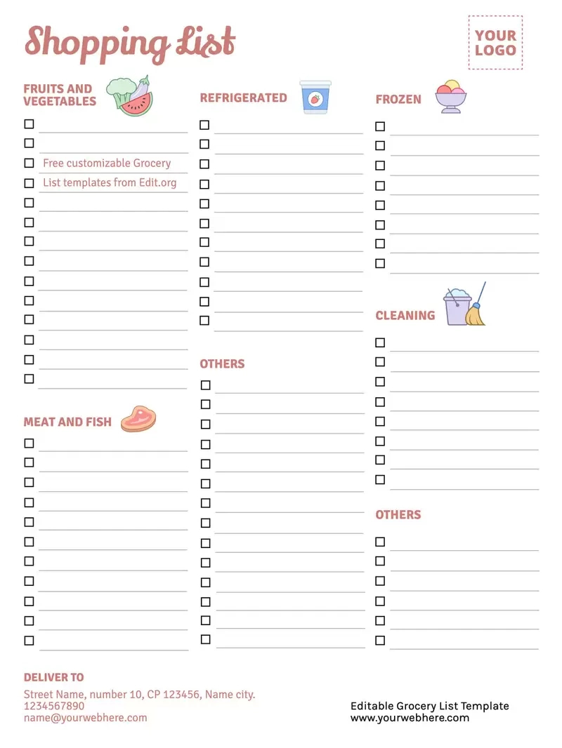 Free Printable Grocery List Templates inside Printable Shopping List By Category
