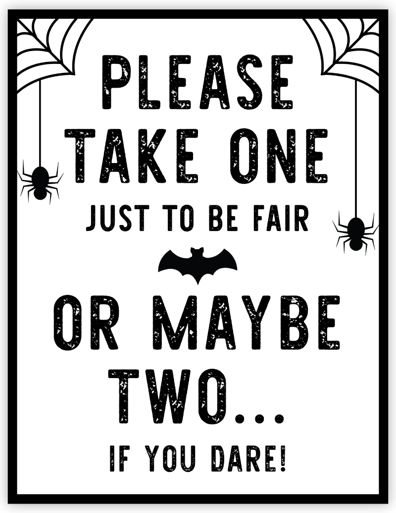 Free Printable Halloween Candy Sign | Please Take One - Pjs And Paint throughout Please Take One Sign Free Printable