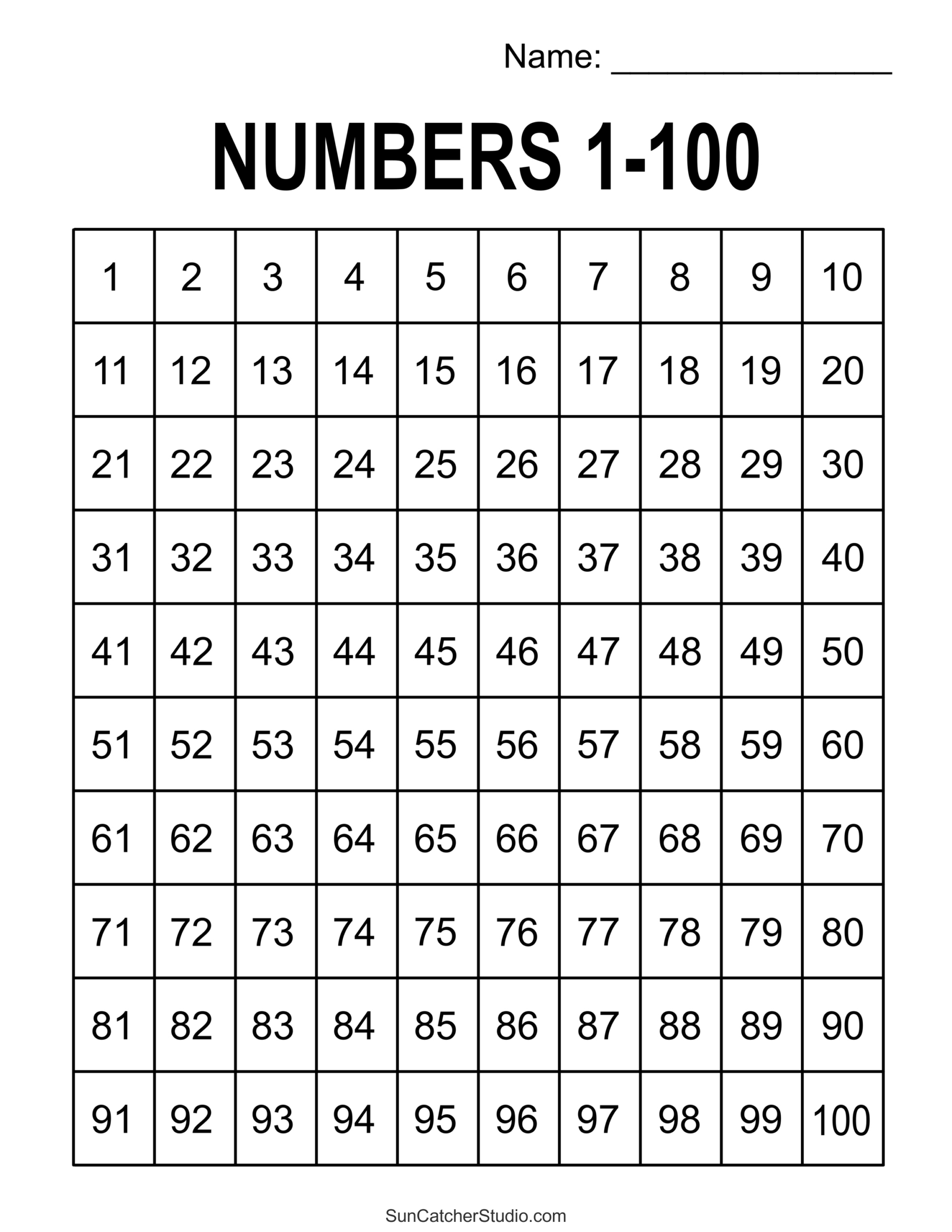 Free Printable Hundreds Charts (Numbers 1 To 100) – Free intended for Printable 1-100 Number Chart