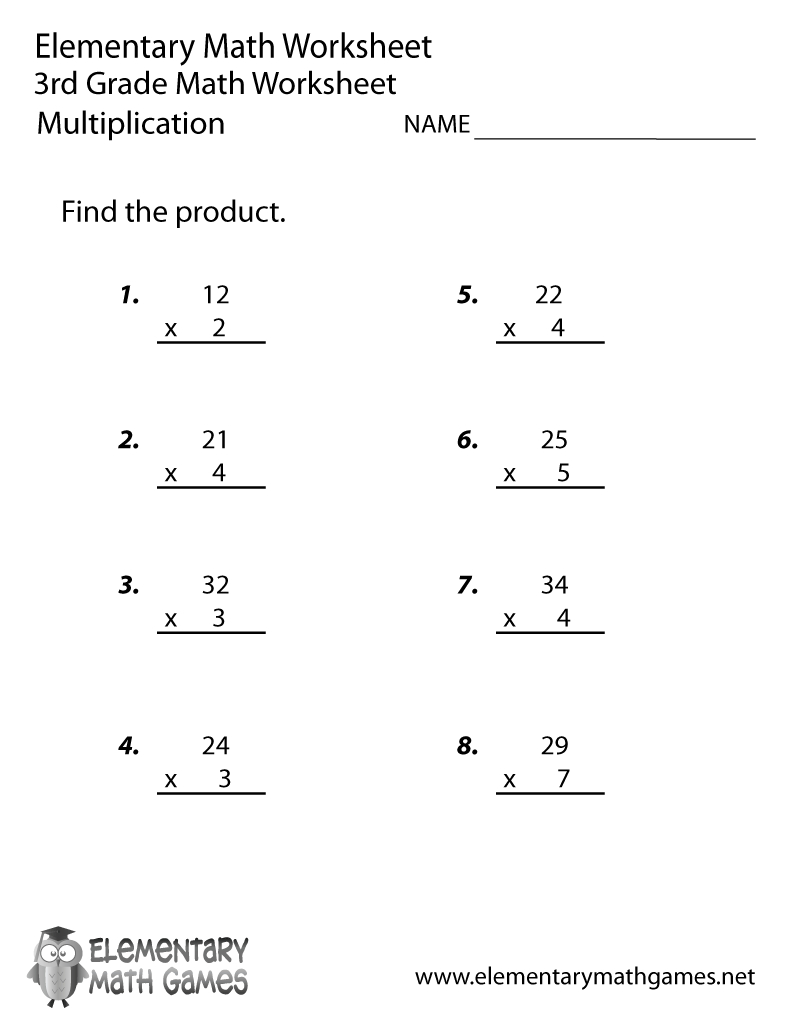 Free Printable Multiplication Worksheet For Third Grade for Free Printable Multiplication Worksheets Grade 3