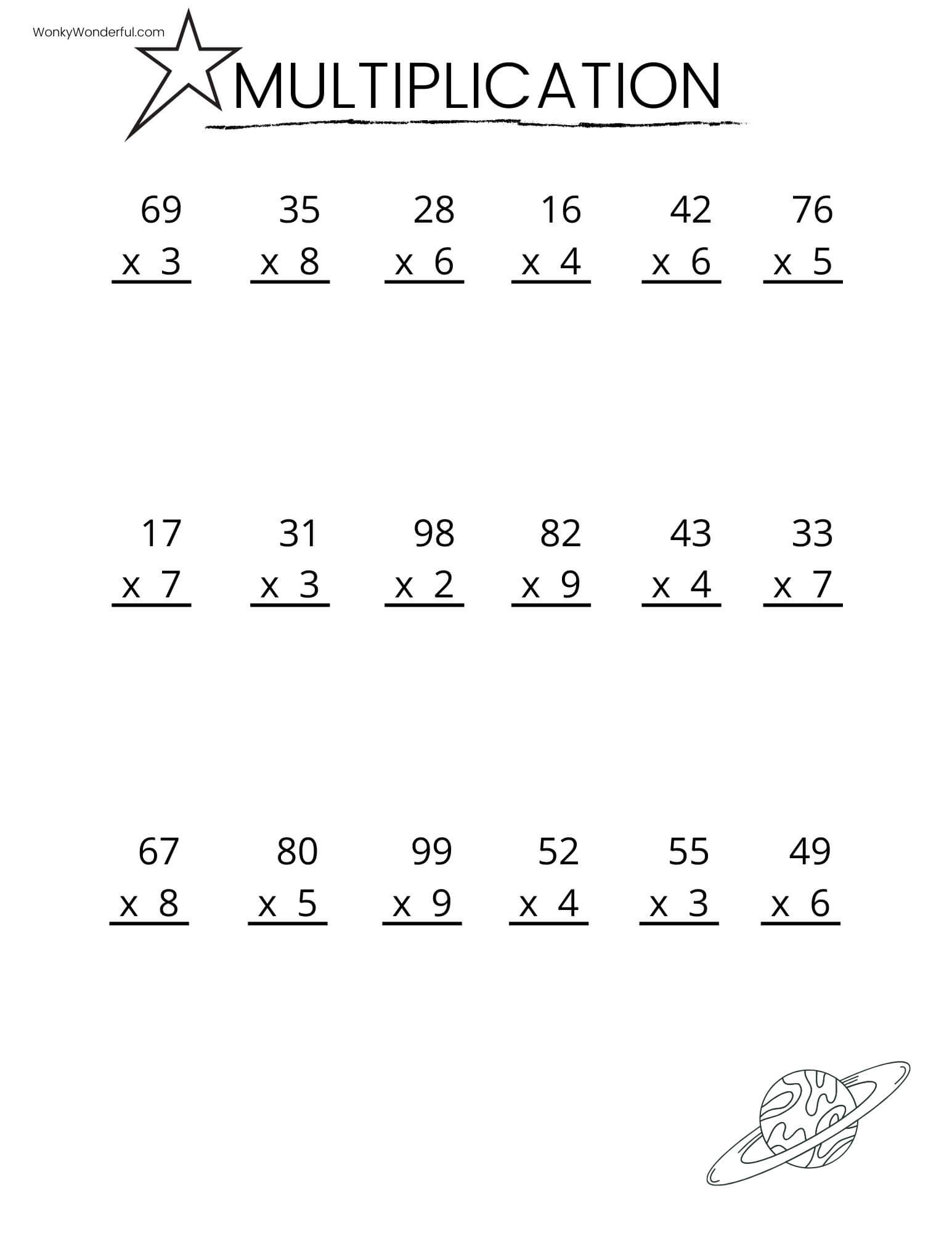 Free Printable Multiplication Worksheets + Wonkywonderful for Free and Printable Math Worksheets