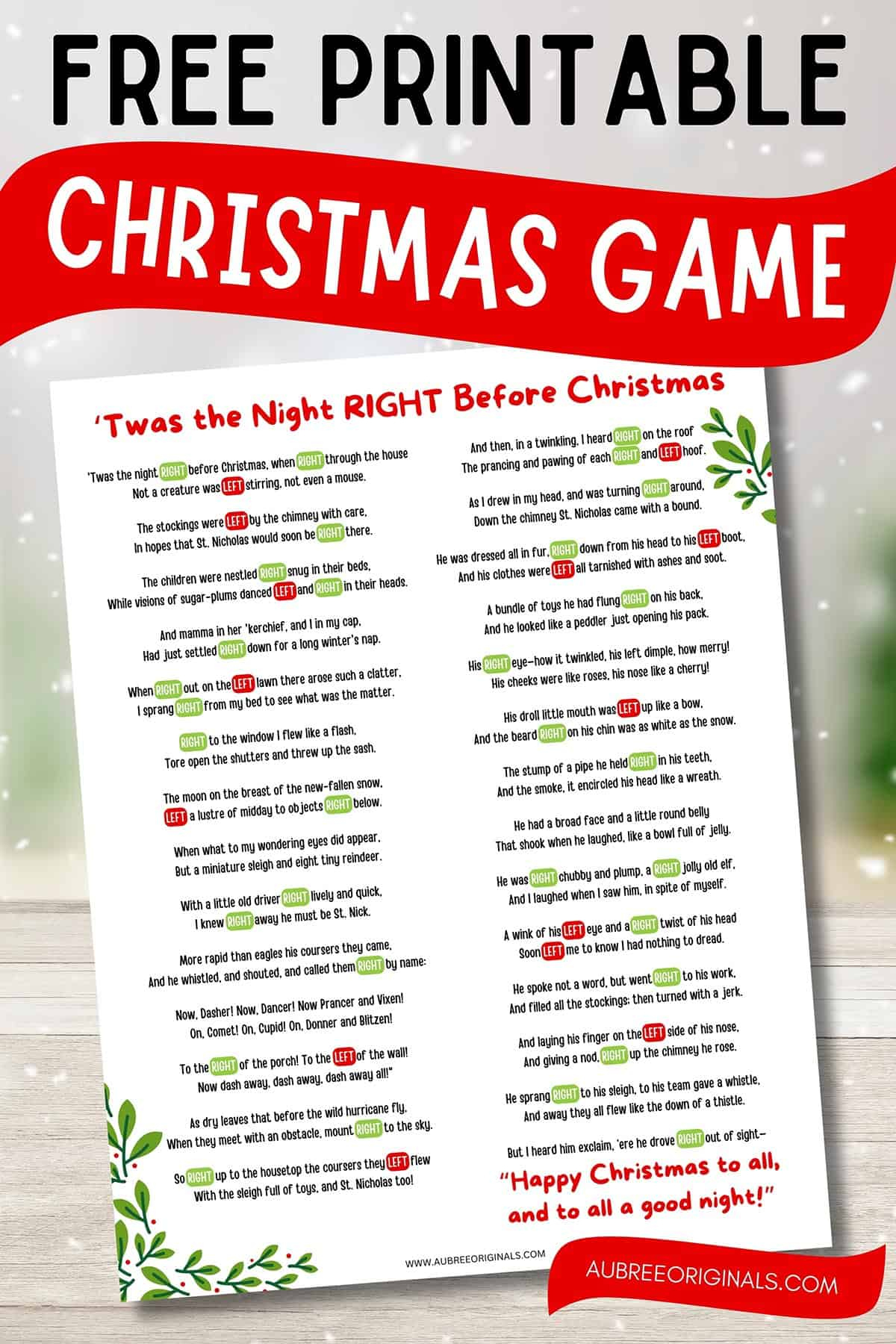 Free Printable Right Left Christmas Game Story - Aubree Originals inside Left Right Christmas Game Printable Free