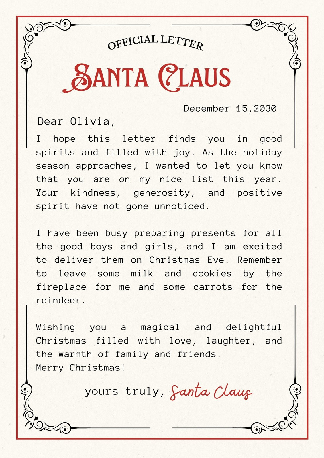 Free Printable Santa Letter Templates You Can Customize | Canva pertaining to Free Printable Letter From Santa Template