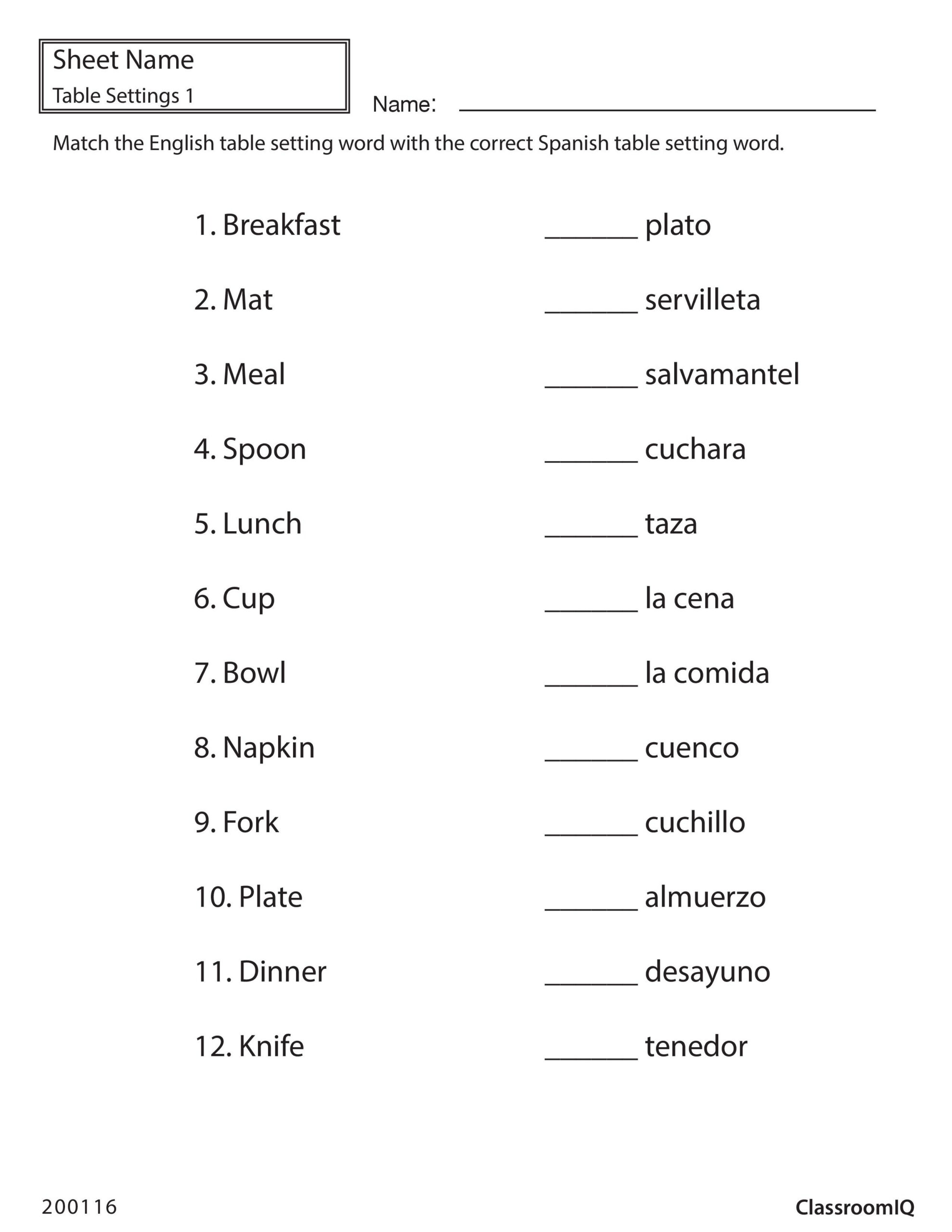 Free Printable Spanish Worksheets - Worksheets Library for Printable Spanish Worksheets For Beginners