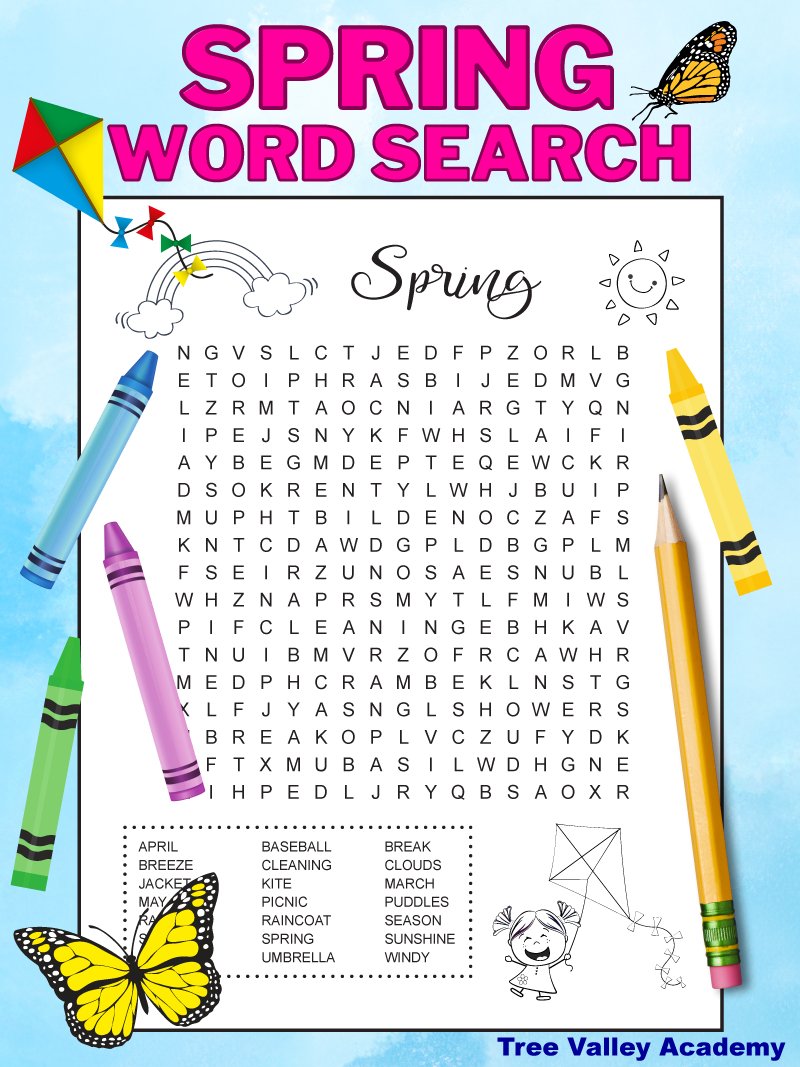 Free Printable Spring Break Word Search For Kids regarding Spring Break Word Search Printable