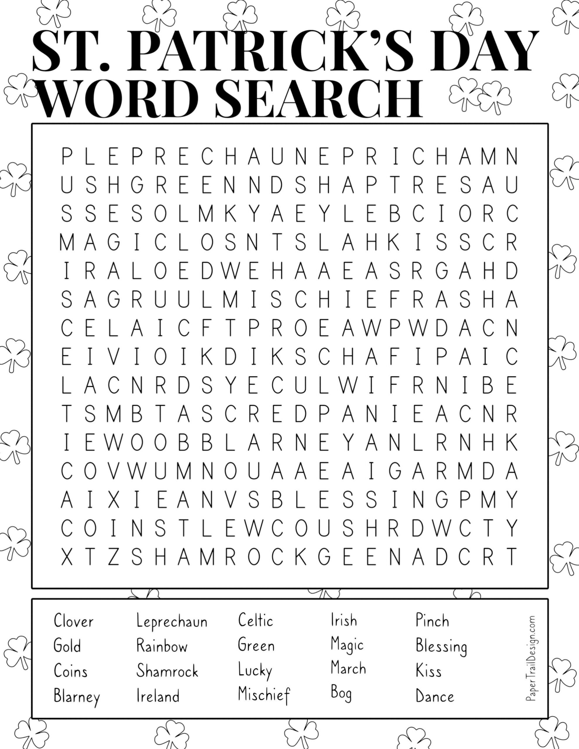 Free Printable St. Patrick&amp;#039;S Day Word Search - Paper Trail Design for Printable St Patrick&amp;#039;S Day Word Search