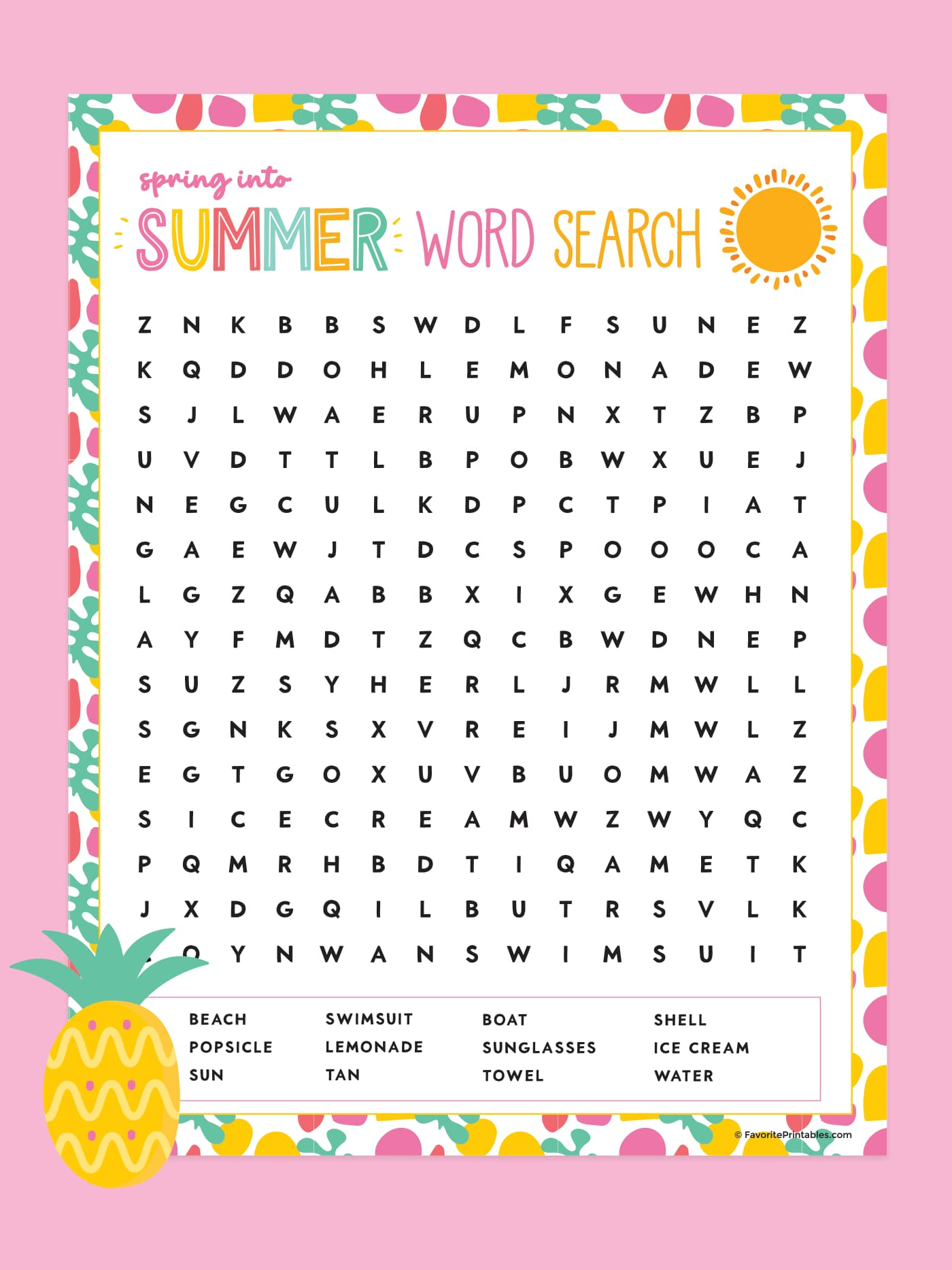 Free Printable Summer Word Search - Favorite Printables inside Free Printable Summer Word Search