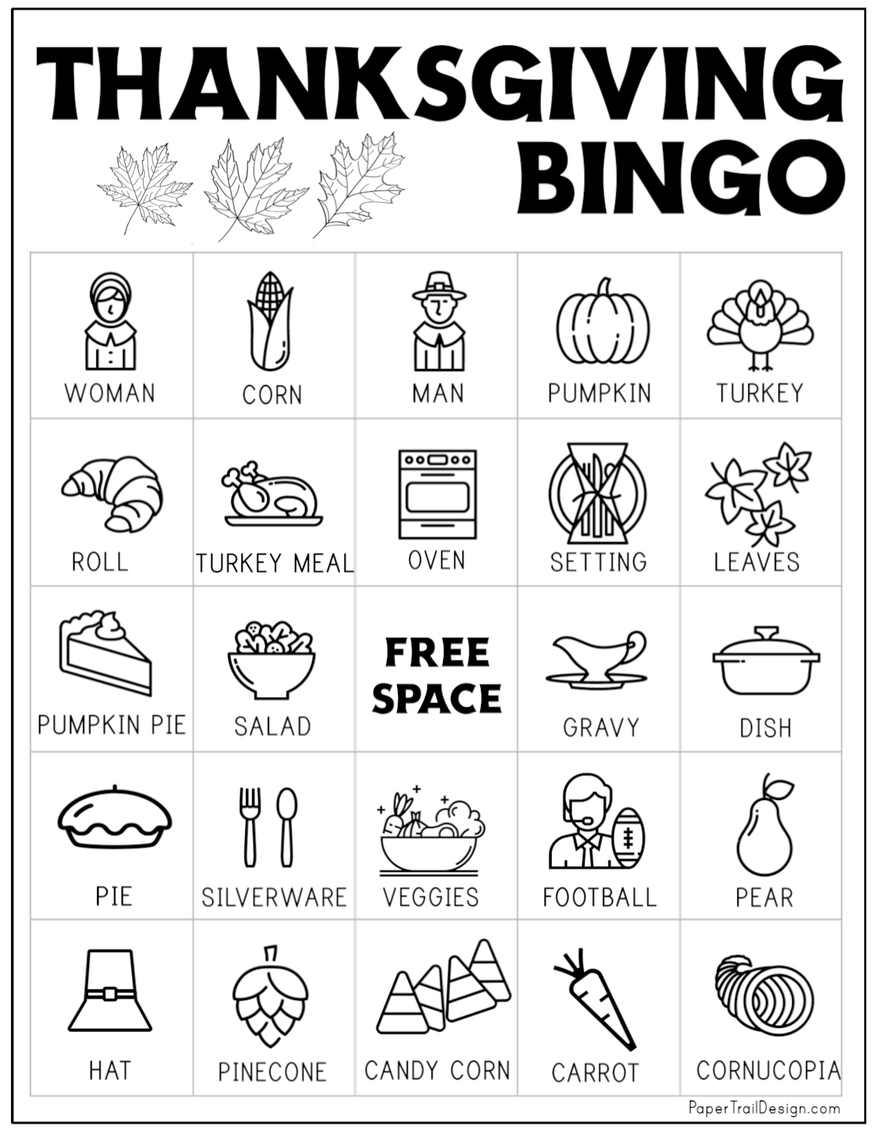 Free Printable Thanksgiving Bingo Cards - Paper Trail Design throughout Printable Bingo Cards For Thanksgiving