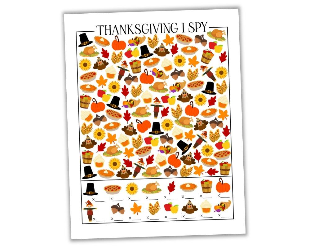 Free Printable Thanksgiving I Spy Sheet (+ Answer Key!) - The in Thanksgiving I Spy Free Printable