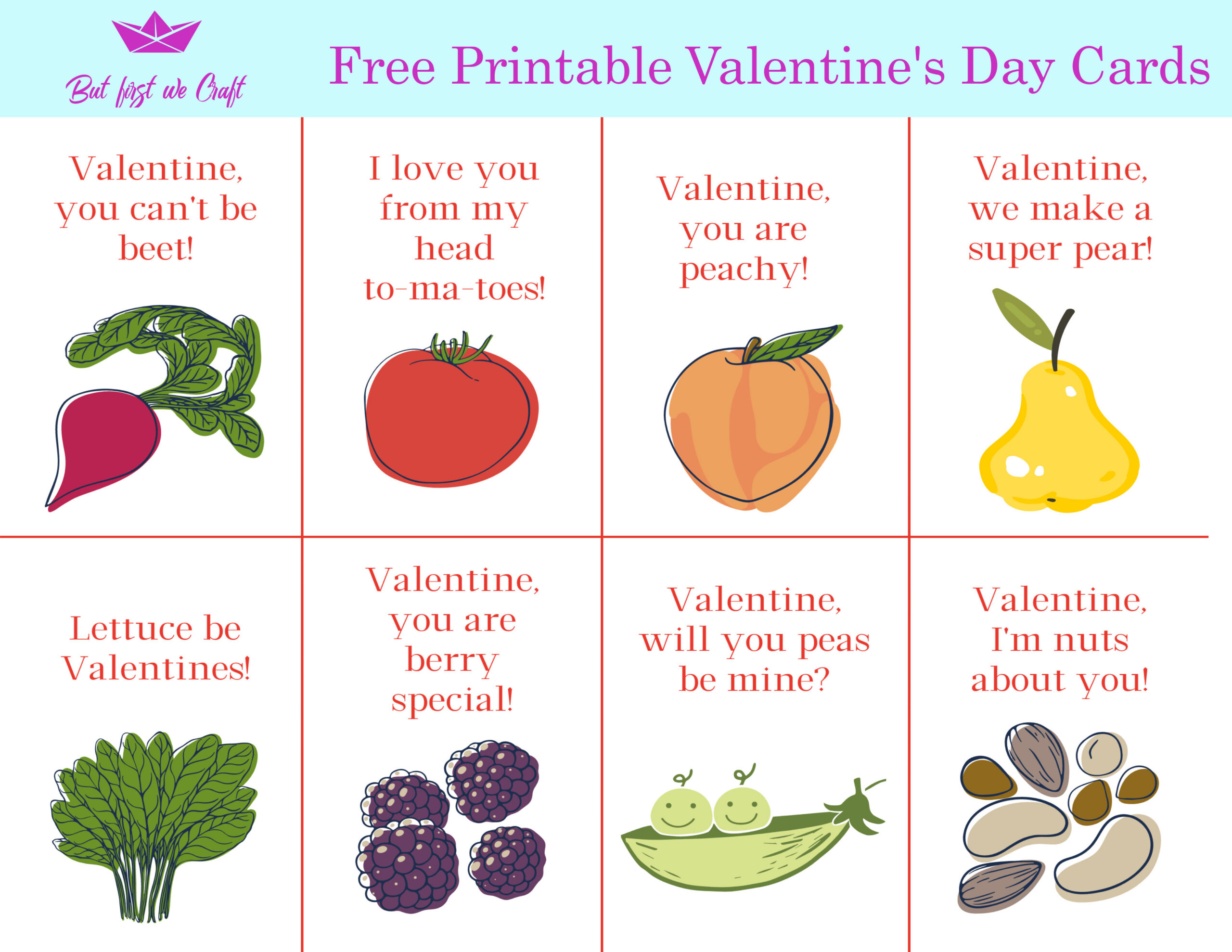 Free Printable Valentine Cards – But First We Craft regarding Cute Printable Valentines Day Cards