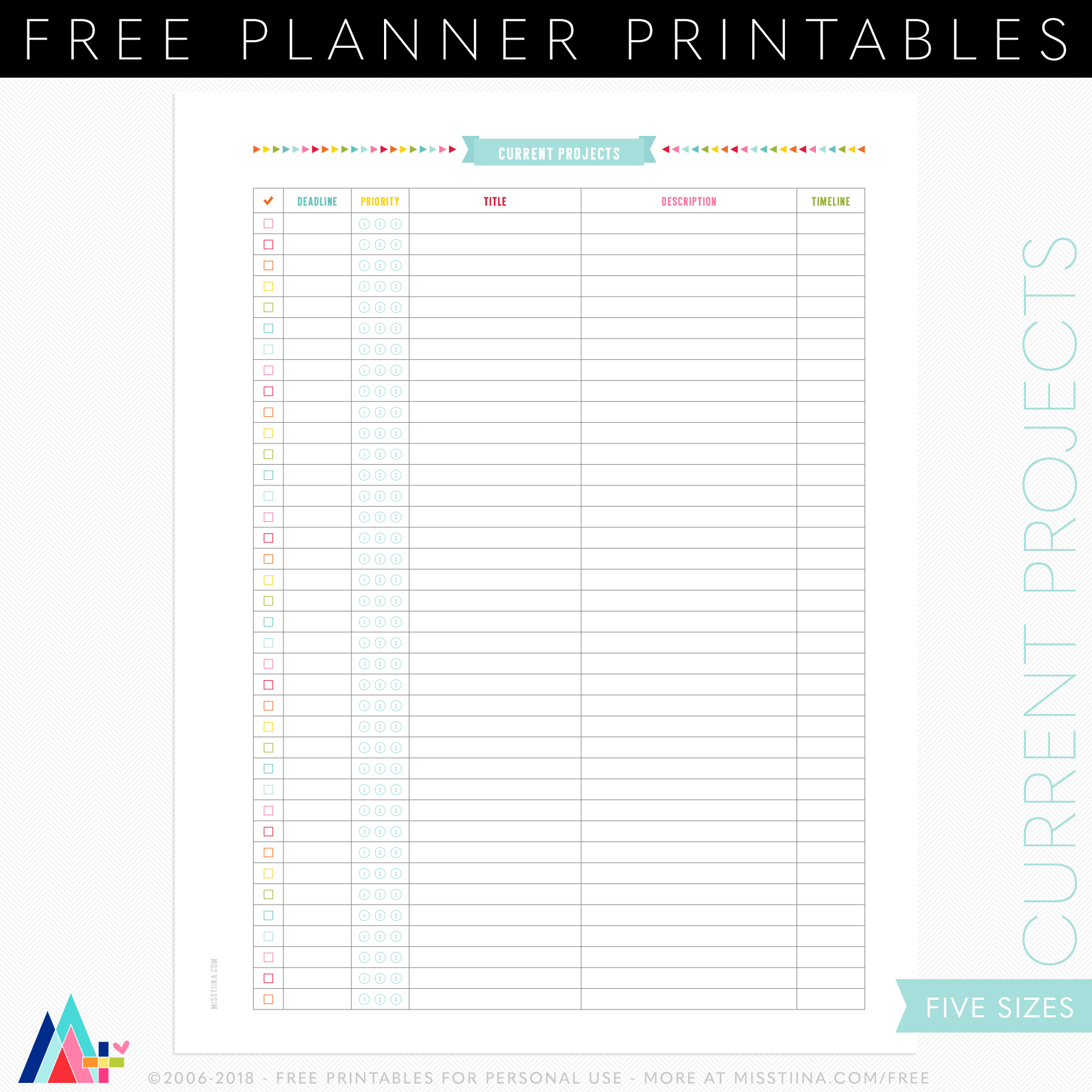 Free Project Planner + Current Projects Planner Page Printables pertaining to Free Printable Project Planner