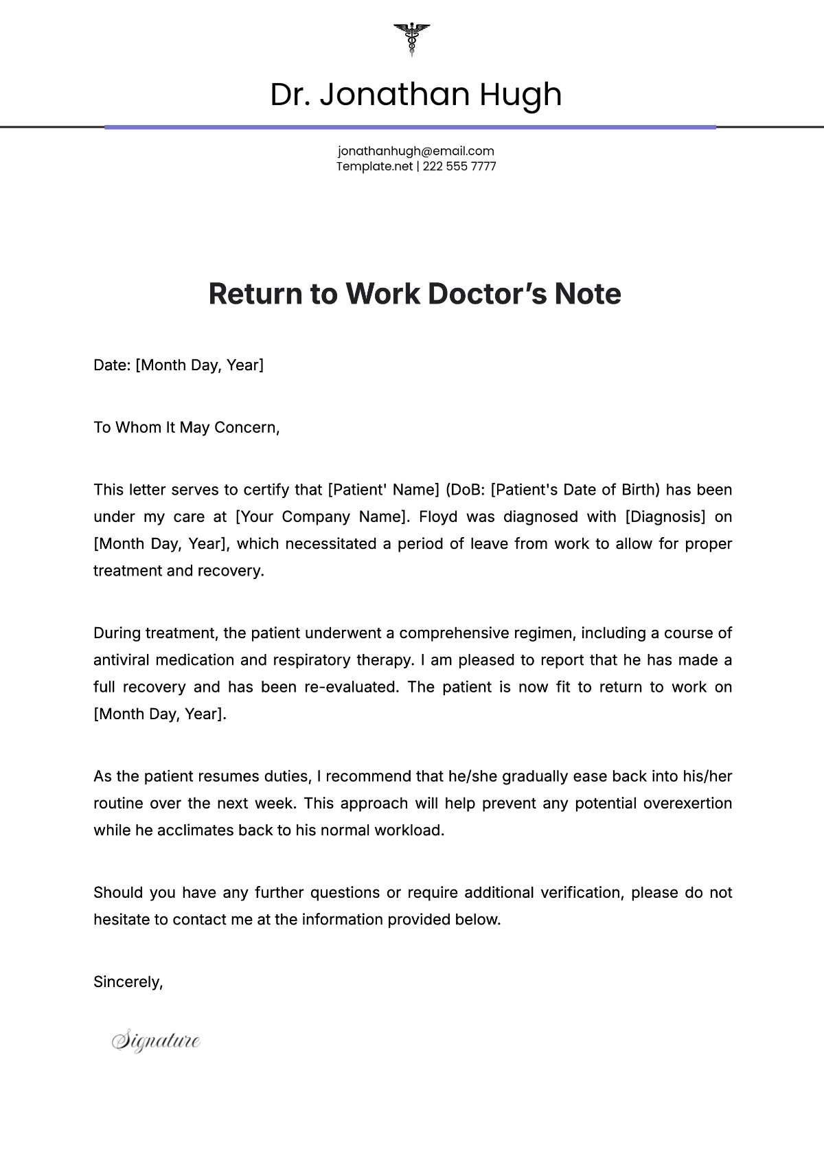 Free Return To Work Doctors Note Template To Edit Online for Printable Return to Work Doctors Note