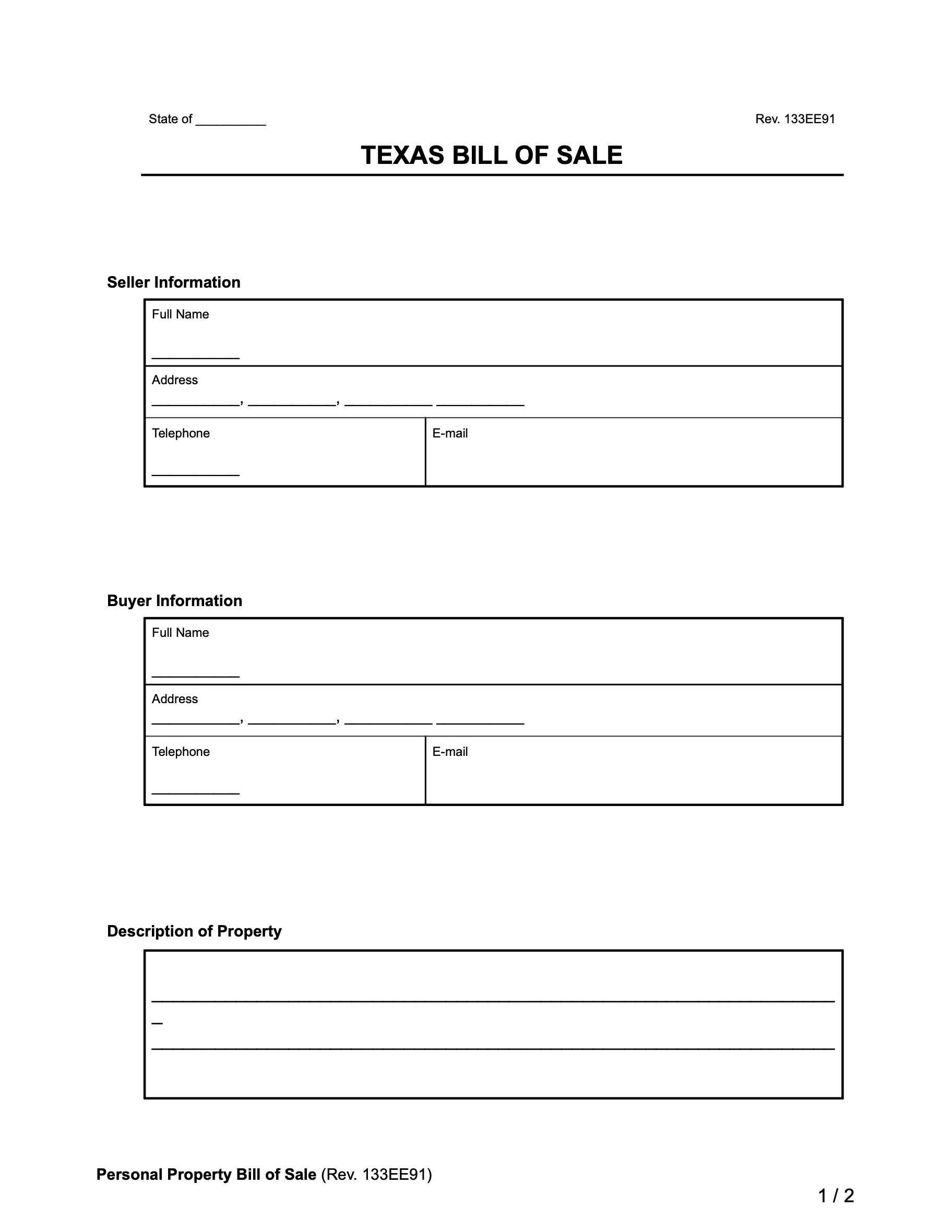 Free Texas Bill Of Sale Forms | Pdf & Word within Printable Auto Bill Of Sale Texas