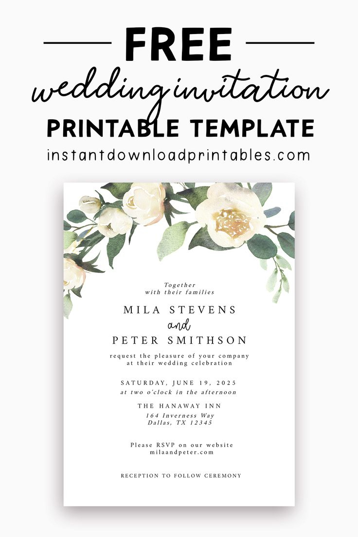 Free Wedding Invitation Templates - Instant Download Printables within Free Printable Wedding Invitation Templates