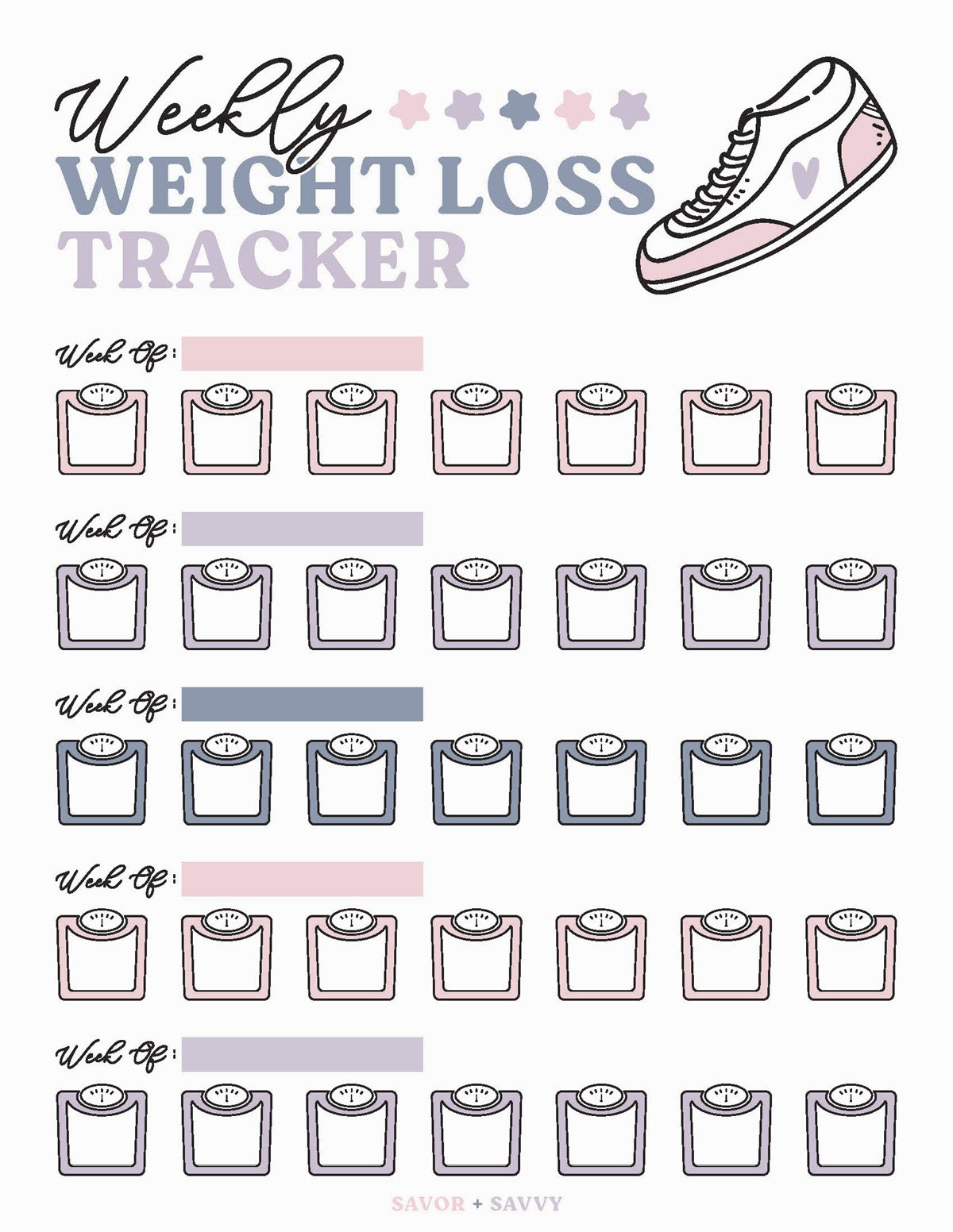 Free Weight Loss Tracker Printable - Savor + Savvy with Free Weight Loss Tracker Printable